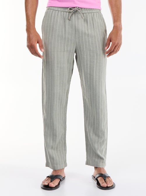Gestreifte Leinenmischgewebe-Hose - Kiabi