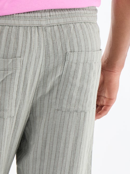 Gestreifte Leinenmischgewebe-Hose - Kiabi