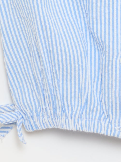 Gestreifte Popeline-Bluse mit Bubikragen - Kiabi