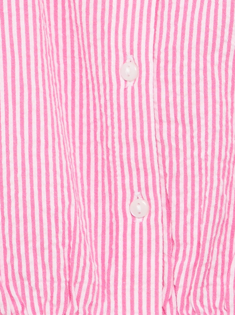 Gestreifte Popeline-Bluse mit Bubikragen Rosa - Kiabi