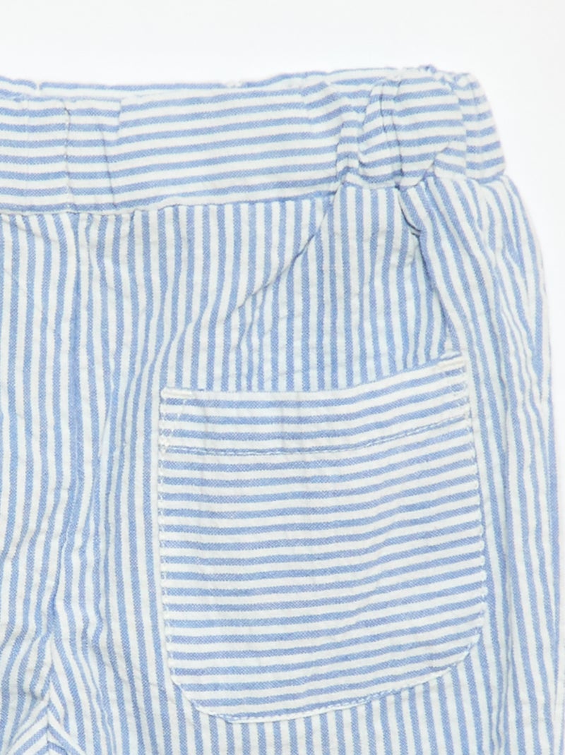 Gestreifte Seersucker-Hose Blau - Kiabi