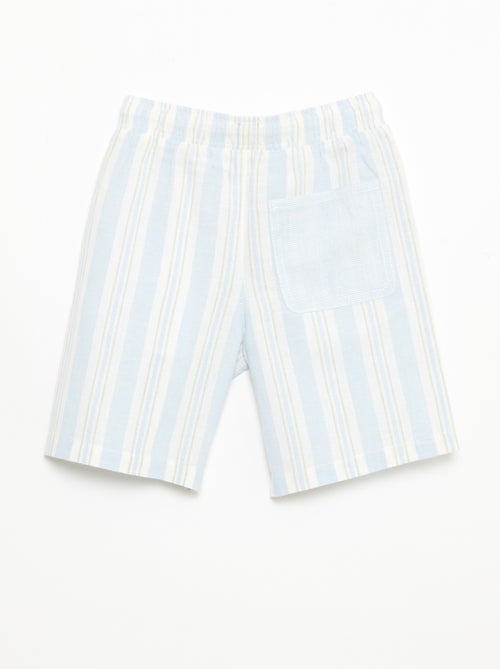 Gestreifte Shorts aus Leinen-Baumwoll-Mix mit Gummibund - Kiabi
