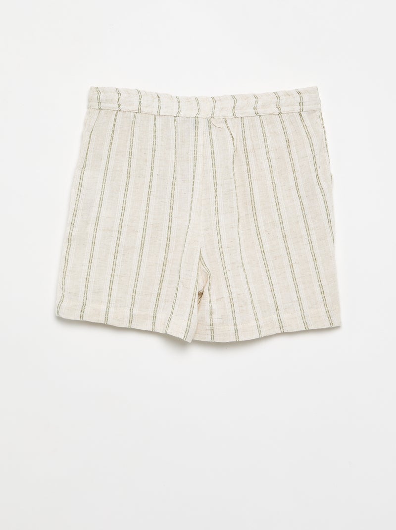 Gestreifte Shorts aus Leinenmischgewebe Beige - Kiabi