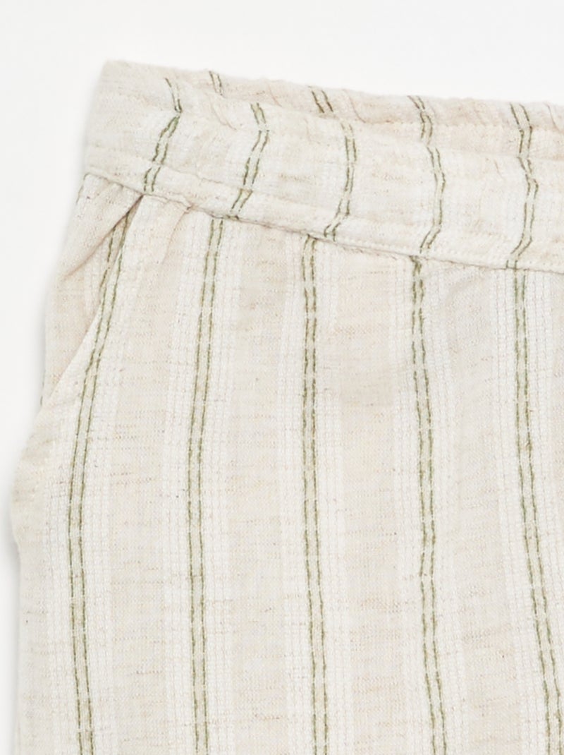 Gestreifte Shorts aus Leinenmischgewebe Beige - Kiabi