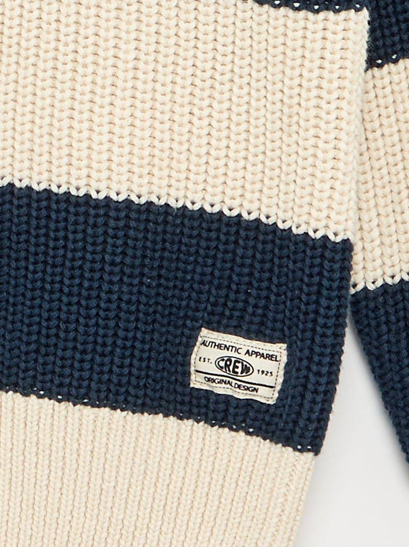 Gestreifter Langarm-Pullover Blau - Kiabi