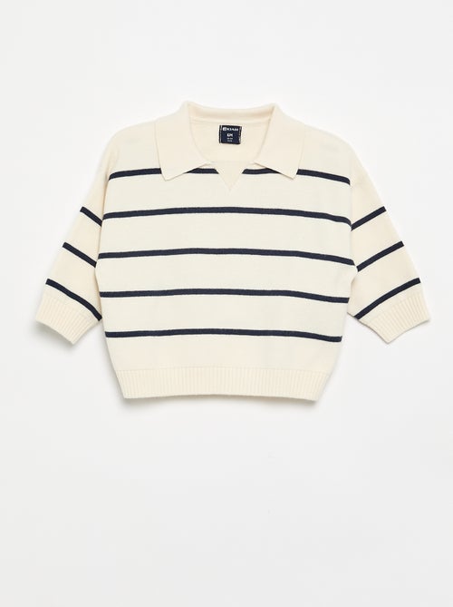 Gestreifter Langarm-Pullover mit Polokragen - Kiabi