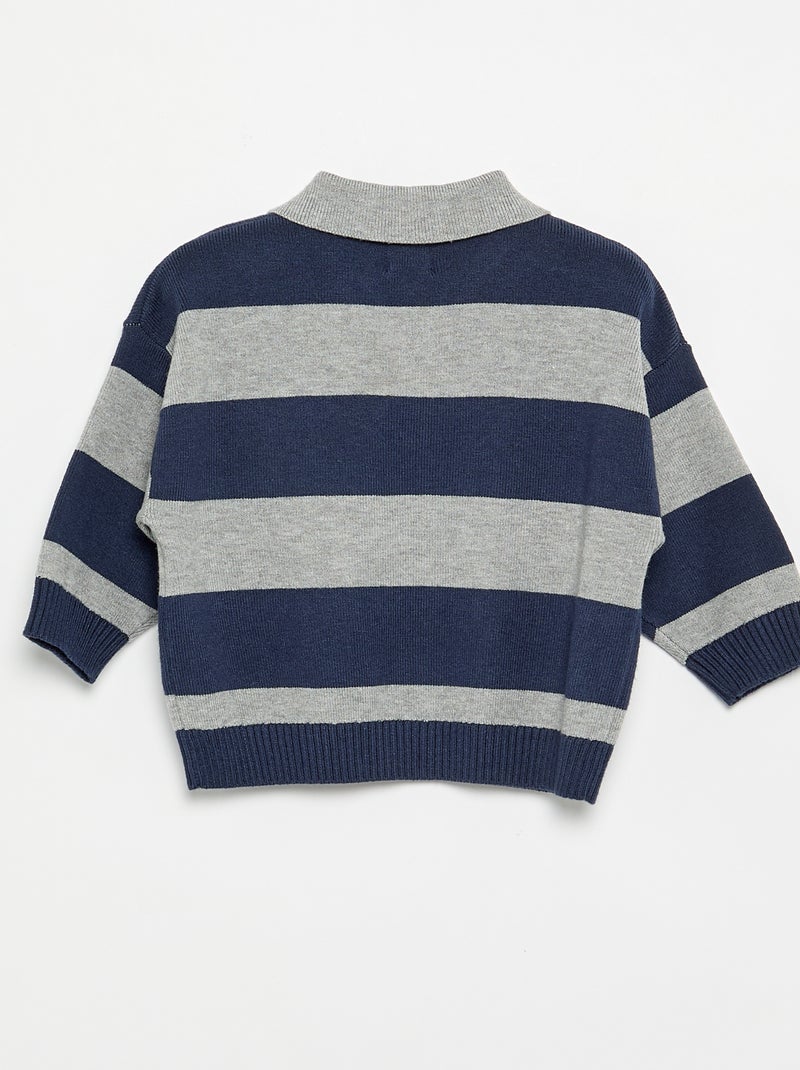 Gestreifter Langarm-Pullover mit Polokragen Bleu - Kiabi