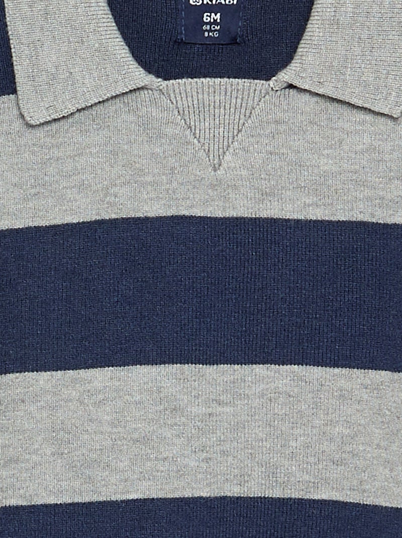 Gestreifter Langarm-Pullover mit Polokragen Bleu - Kiabi
