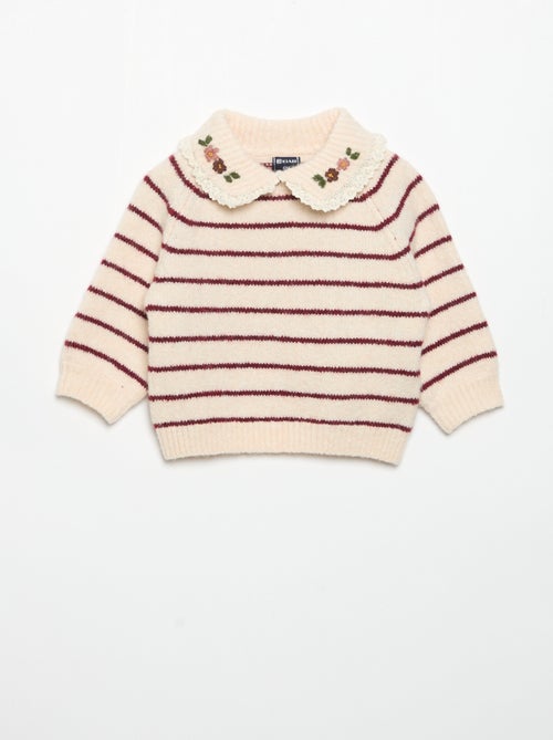 Gestreifter Pullover mit Fantasiekragen - Kiabi Gestreifter Pullover mit Fantasiekragen - Kiabi