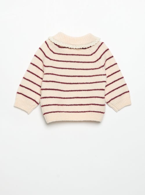 Gestreifter Pullover mit Fantasiekragen - Kiabi Gestreifter Pullover mit Fantasiekragen - Kiabi