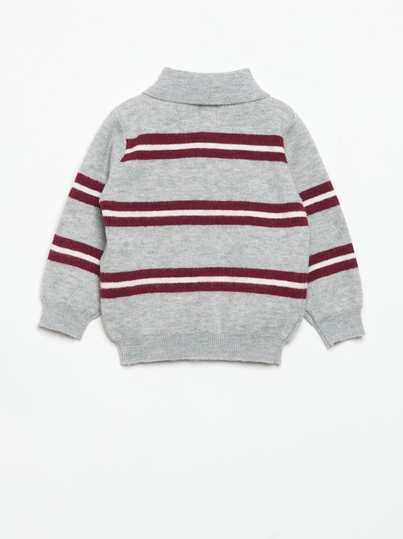 Gestreifter Pullover mit Polokragen Grau - Kiabi