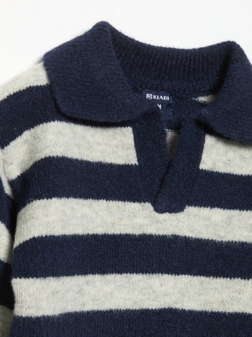 Gestreifter Pullover mit ungeknöpftem Polokragen - Kiabi Gestreifter Pullover mit ungeknöpftem Polokragen - Kiabi