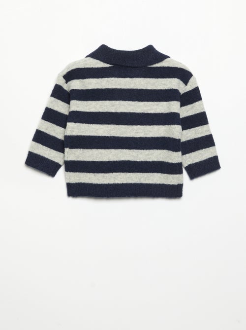 Gestreifter Pullover mit ungeknöpftem Polokragen - Kiabi Gestreifter Pullover mit ungeknöpftem Polokragen - Kiabi
