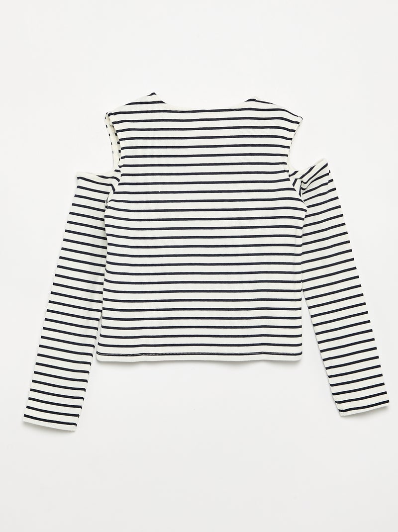 Gestreiftes ärmelloses T-Shirt Blau - Kiabi