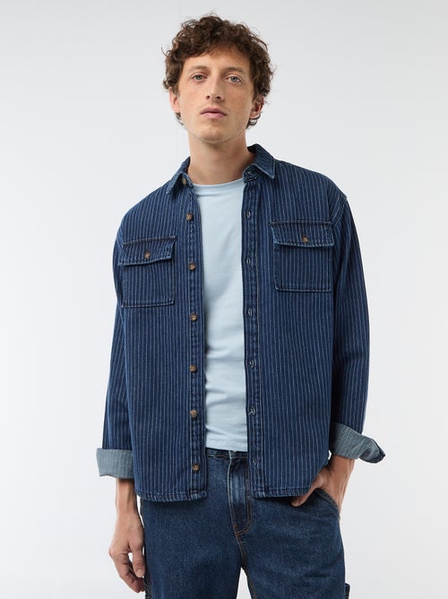 Gestreiftes Jeanshemd mit aufgesetzten Brusttaschen - Kiabi
