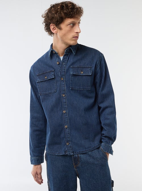 Gestreiftes Jeanshemd mit aufgesetzten Brusttaschen - Kiabi