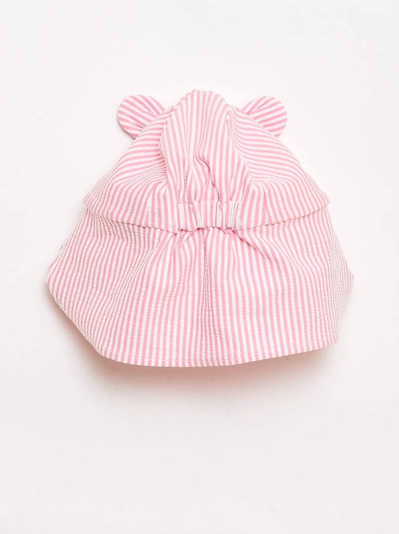 Gestreiftes Käppli mit Nackenschutz und Ohren Rosa - Kiabi