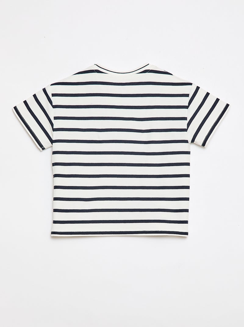 Gestreiftes Kurzarm-T-Shirt aus Baumwolle Weiß - Kiabi