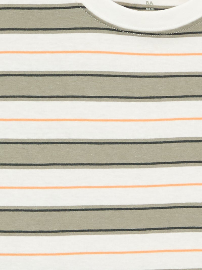 Gestreiftes Kurzarm-T-Shirt Blanc - Kiabi
