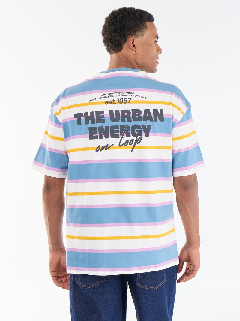 Gestreiftes Kurzarm-T-Shirt Blau - Kiabi