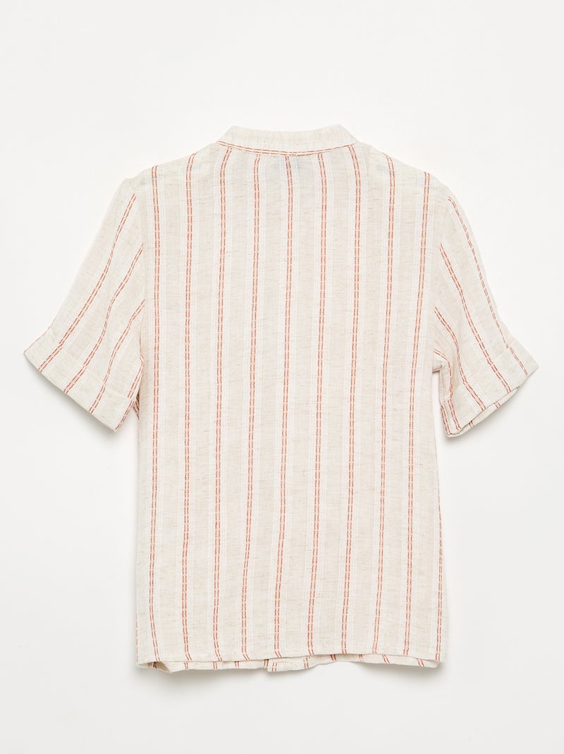 Gestreiftes Kurzarmhemd Beige - Kiabi