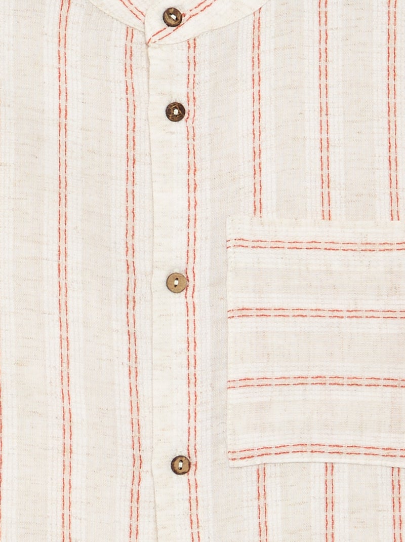 Gestreiftes Kurzarmhemd Beige - Kiabi