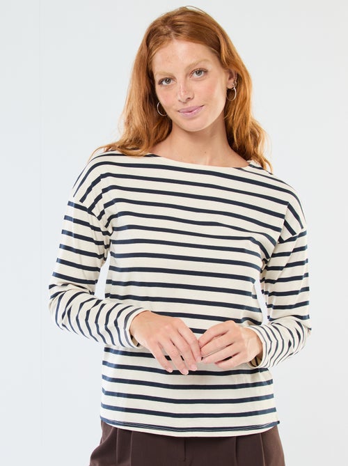 Gestreiftes Langarm-Jersey-T-Shirt - Kiabi
