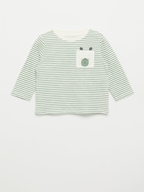 Gestreiftes Langarm-T-Shirt aus Jersey - Kiabi