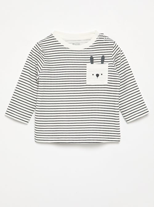 Gestreiftes Langarm-T-Shirt aus Jersey - Kiabi