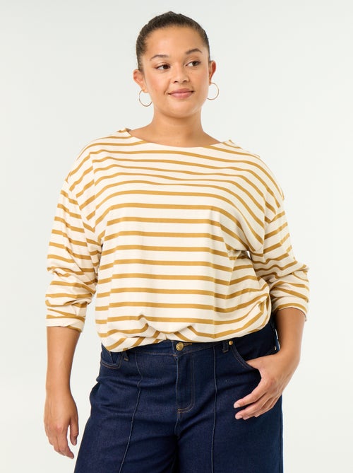 Gestreiftes Langarm-T-Shirt aus Jersey - Kiabi Gestreiftes Langarm-T-Shirt aus Jersey - Kiabi