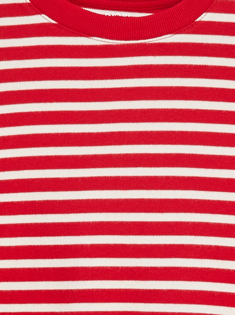 Gestreiftes Langarm-T-Shirt Rot - Kiabi