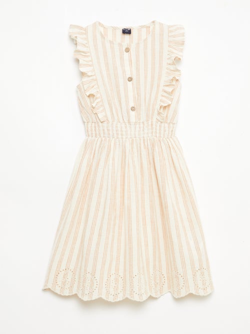 Gestreiftes Leinen-Baumwollkleid - Kiabi