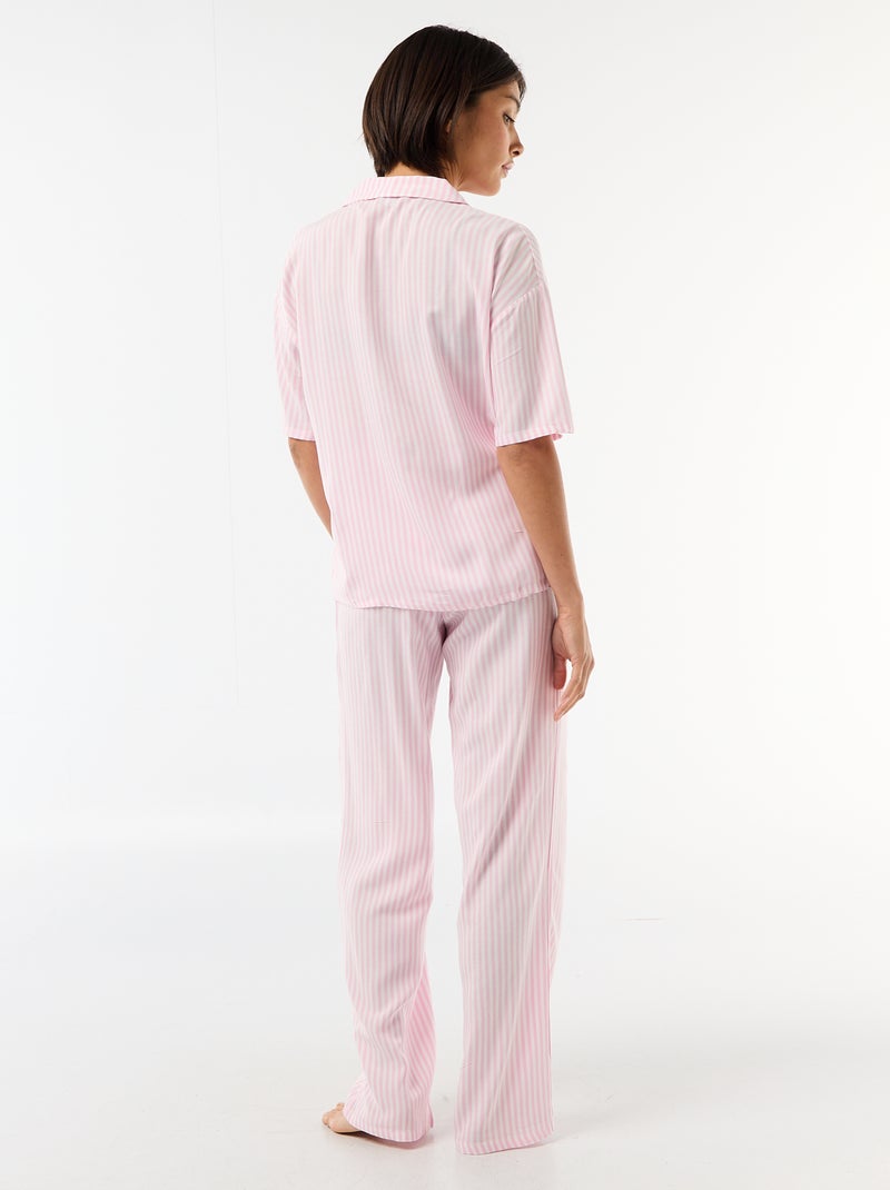 Gestreiftes Nachthemd-Set Rosa - Kiabi