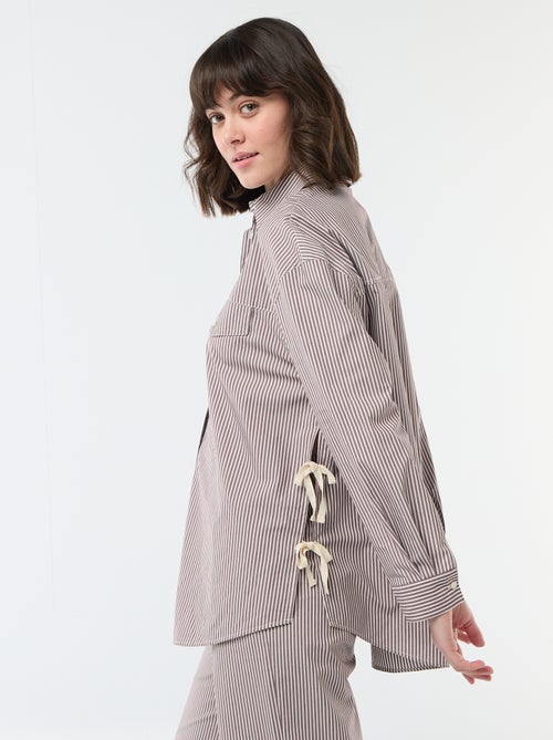 Gestreiftes Oversize-Hemd aus Popeline - Kiabi