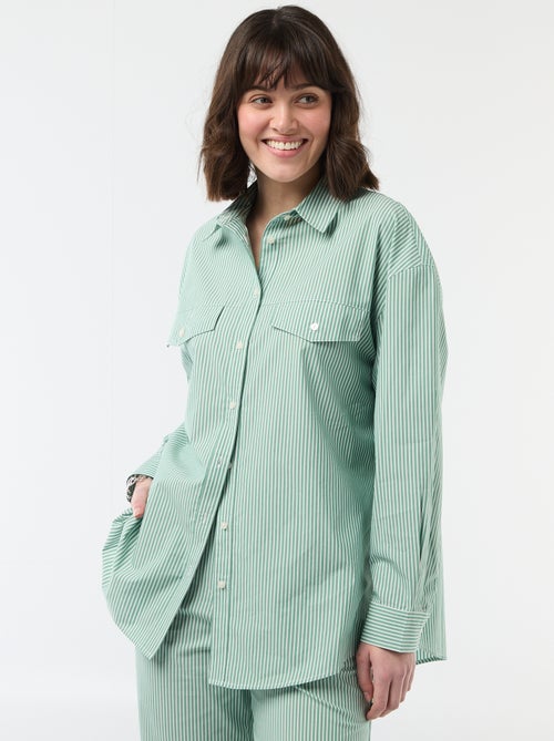 Gestreiftes Oversize-Hemd aus Popeline - Kiabi