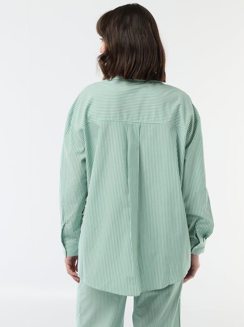 Gestreiftes Oversize-Hemd aus Popeline - Kiabi