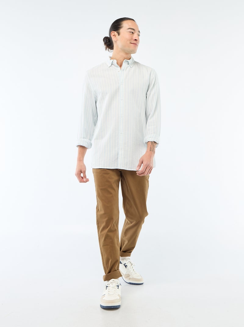 Gestreiftes Oxford-Hemd Blau - Kiabi