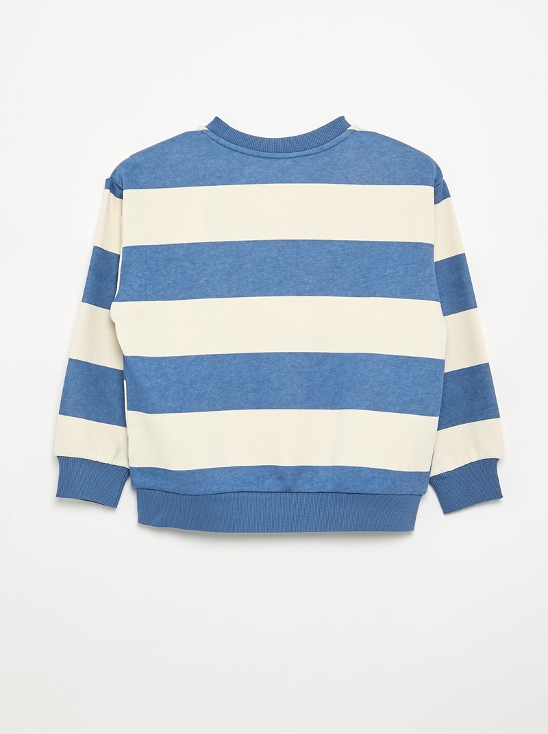 Gestreiftes Sweatshirt aus ungebürstetem Molton Blanc - Kiabi