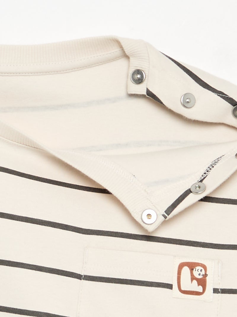 Gestreiftes T-Shirt – Kollektion zum einfachen Anziehen Beige - Kiabi