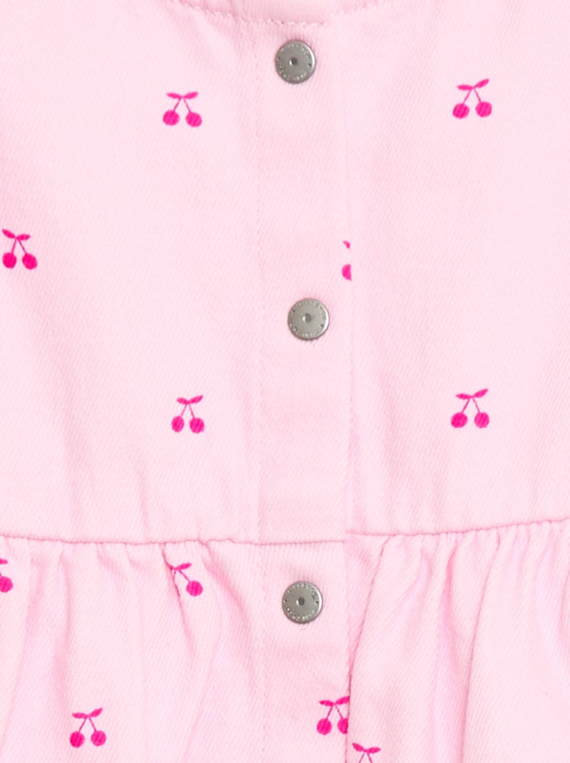 Gestreiftes Twill-Kleid mit kurzen Ärmeln Rosa - Kiabi