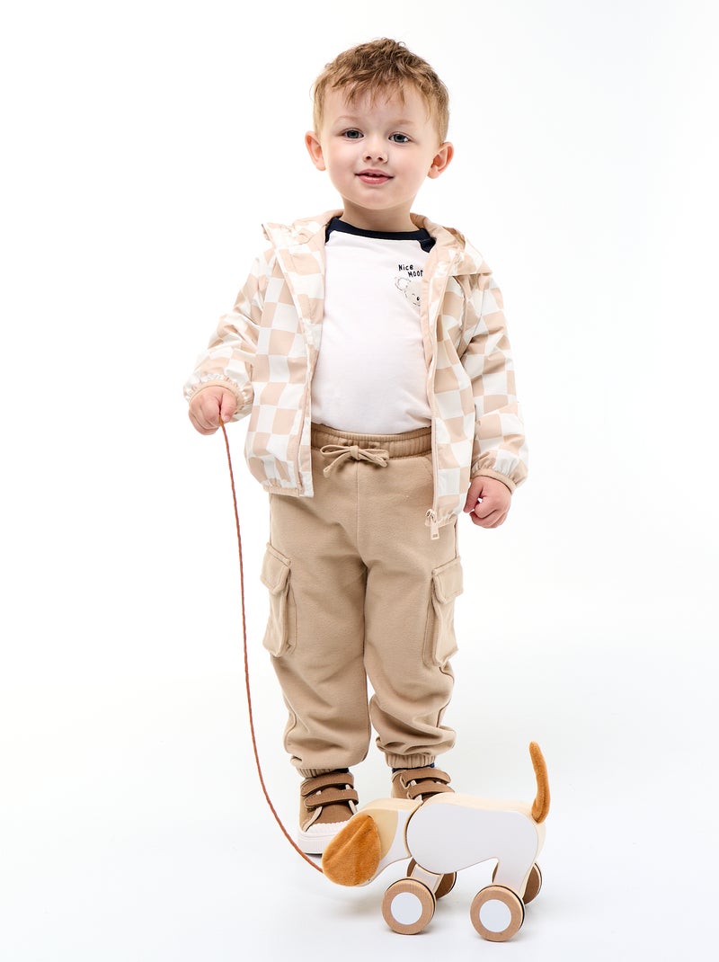 Giacca a vento con cappuccio a quadri Beige - Kiabi