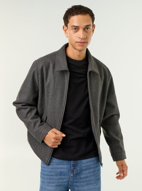 Giacca effetto lana con collo a camicia - Kiabi
