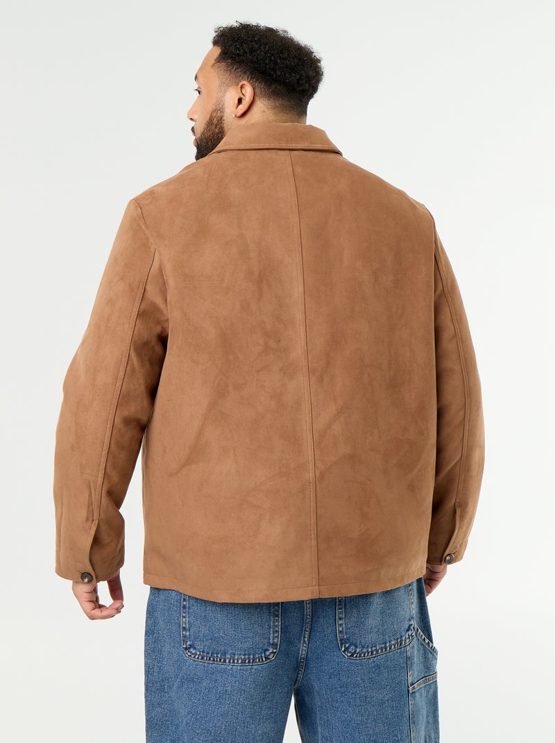 Giacca in camoscio sintetico con tasche applicate Marrone - Kiabi
