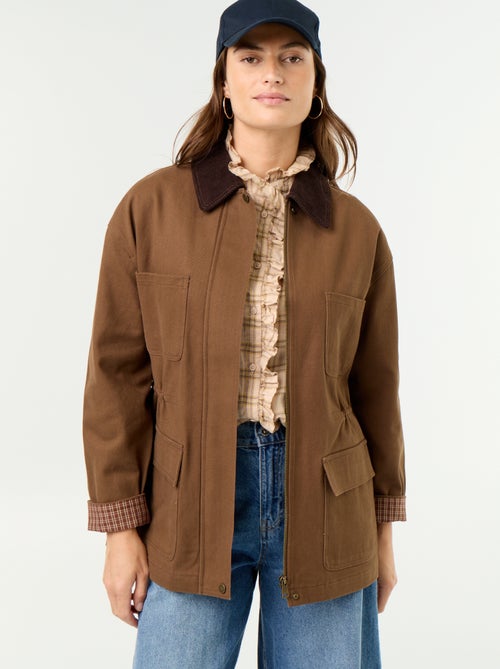 Giacca in twill di cotone con collo in velluto - Kiabi Giacca in twill di cotone con collo in velluto - Kiabi