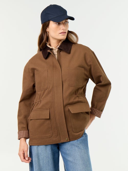 Giacca in twill di cotone con collo in velluto - Kiabi Giacca in twill di cotone con collo in velluto - Kiabi