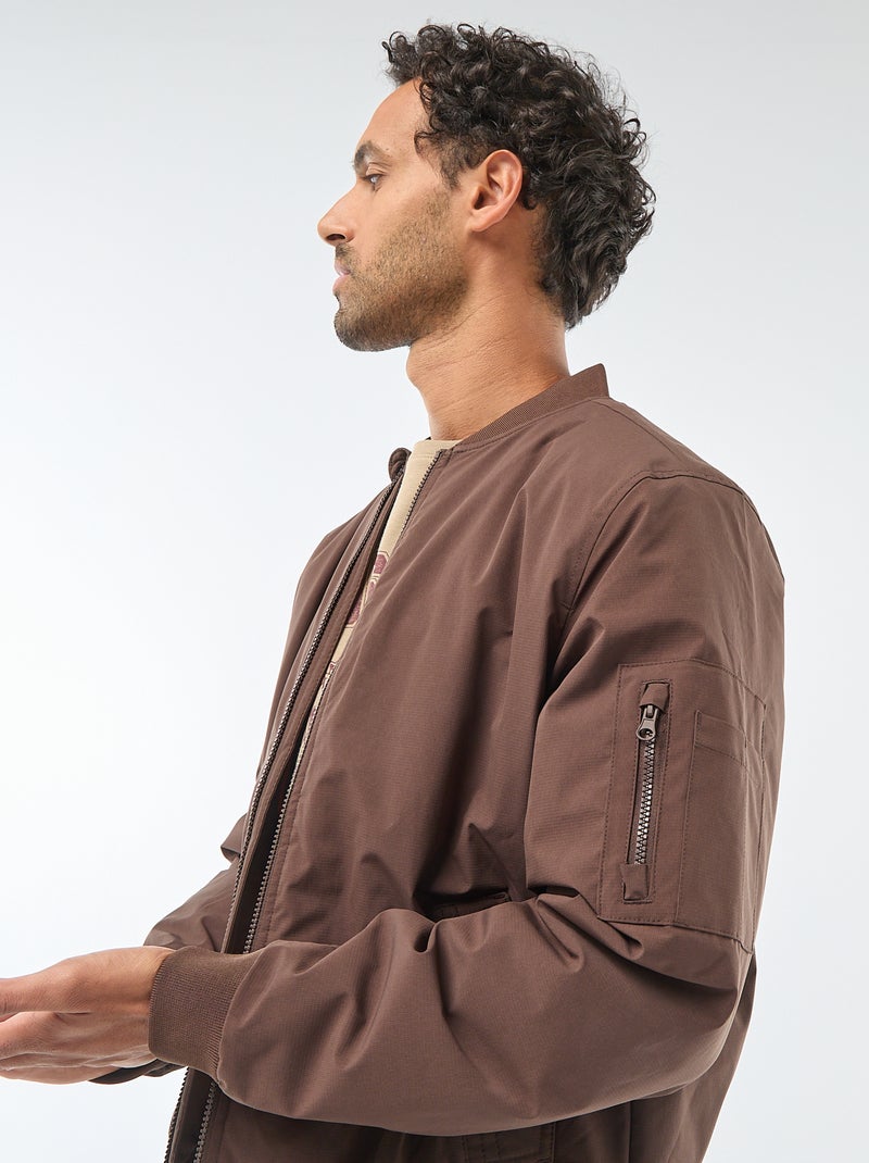 Giacca stile aviatore con tasca zippata sulla manica Marrone - Kiabi