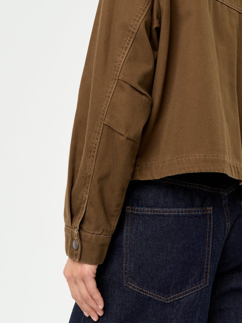 Giacca stile workwear in denim e collo in velluto Marrone - Kiabi