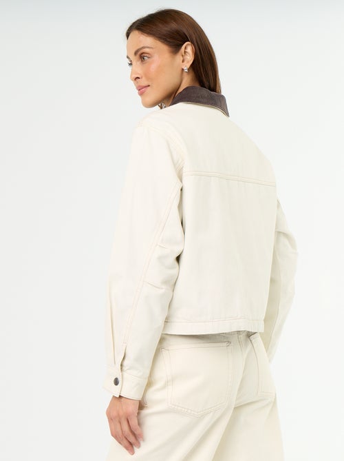 Giacca workwear in denim e collo in velluto - Kiabi
