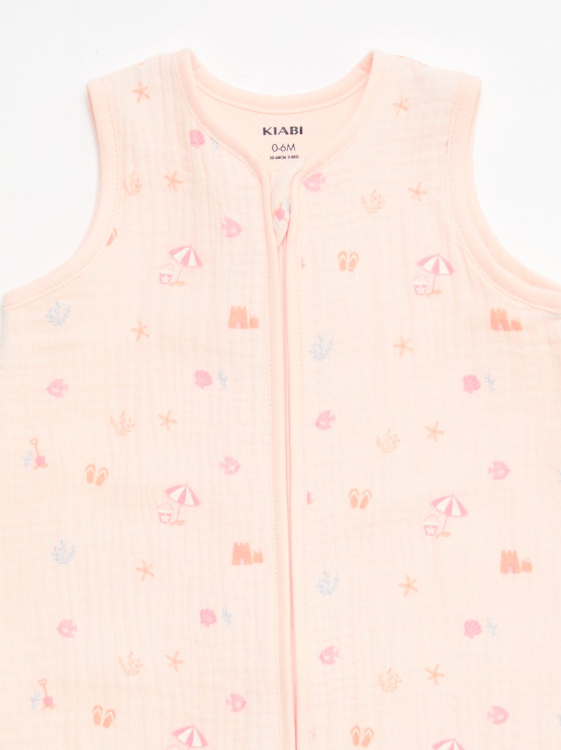 Gigoteuse sans manches animée en gaze de coton TOG 1 Rose - Kiabi