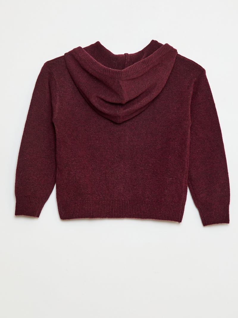 Gilet à capuche en maille chinée Bordeaux - Kiabi